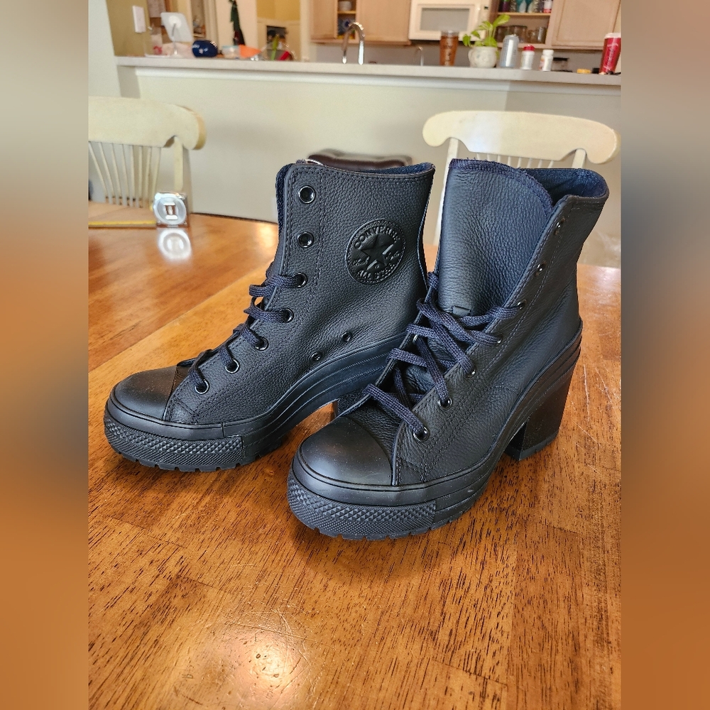 Converse Chuck 70 De Luxe Heel-Black Leather Boots/Shoes- Size 8.5